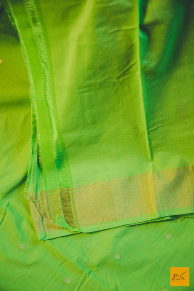 A lovely bright greenish yellow paithani cotton handwoven saree. New trend of Saree designs, Saree for artists, art lovers, architects, saree lovers, Saree connoisseurs, musicians, dancers, doctors, silk saree, indian saree images, latest sarees with price, only saree images, new saree design.