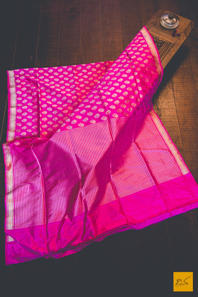 A beautiful katan silk banarasi handwoven sari with a pink body. New trend of Banarasi Saree designs, Banarasi Saree for artists, art lovers, architects, saree lovers, Saree connoisseurs, musicians, dancers, doctors, Banarasi Katan silk saree, indian saree images, latest sarees with price, only saree images, new Banarasi saree design.
