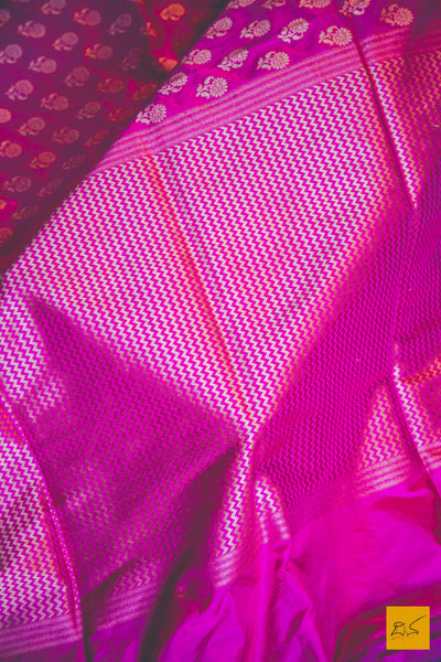 A beautiful katan silk banarasi handwoven sari with a pink body. New trend of Banarasi Saree designs, Banarasi Saree for artists, art lovers, architects, saree lovers, Saree connoisseurs, musicians, dancers, doctors, Banarasi Katan silk saree, indian saree images, latest sarees with price, only saree images, new Banarasi saree design.