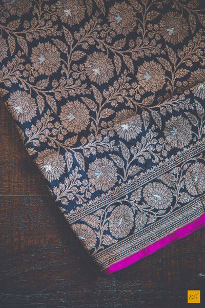 A beautiful banarasi katan silk handwoven brocade saree with meenakari in Rupa zari. The body of the saree has full brocade work in antique zari. The blouse is in pink colour. New trend of Banarasi Saree designs, Banarasi Saree for artists, art lovers, architects, saree lovers, Saree connoisseurs, musicians, dancers, doctors, Banarasi katan silk saree, indian saree images, latest sarees with price, only saree images, new Banarasi saree design.