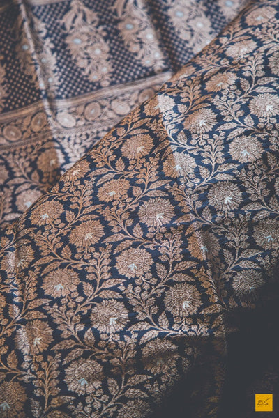 A beautiful banarasi katan silk handwoven brocade saree with meenakari in Rupa zari. The body of the saree has full brocade work in antique zari. The blouse is in pink colour. New trend of Banarasi Saree designs, Banarasi Saree for artists, art lovers, architects, saree lovers, Saree connoisseurs, musicians, dancers, doctors, Banarasi katan silk saree, indian saree images, latest sarees with price, only saree images, new Banarasi saree design.