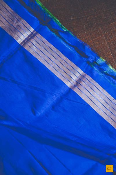 A banarasi saree with matka silk body and pure katan silk border. The saree is special for its lovely meenakaeri border. This trendy banarasi saree has a katan silk border, pallu and blouse. The lower border has lovely colourful jaal weaving in multiple colours.  This saree goes well for both formal and informal gatherings. Accessorise this saree with a gajra and pearl accessories to complete the look.