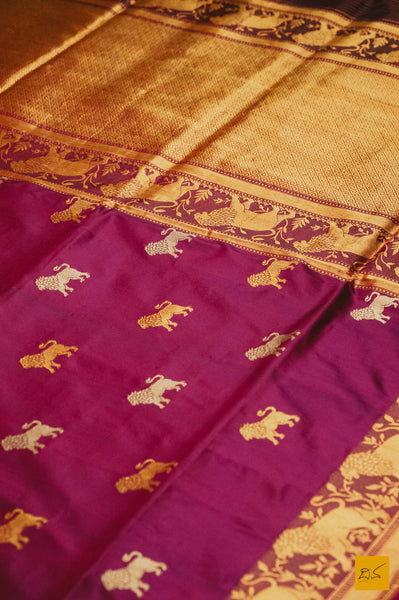 This is a beautiful banarasi katan silk saree with sona rupa kadhwa lion motifs. New trend of Banarasi designs, Banarasi for artists, art lovers, architects, saree lovers, saree connoisseurs, musicians, dancers, doctors, Banarasi Katan silk saree, indian saree images, latest saree with price, only saree images, new Banarasi saree design.