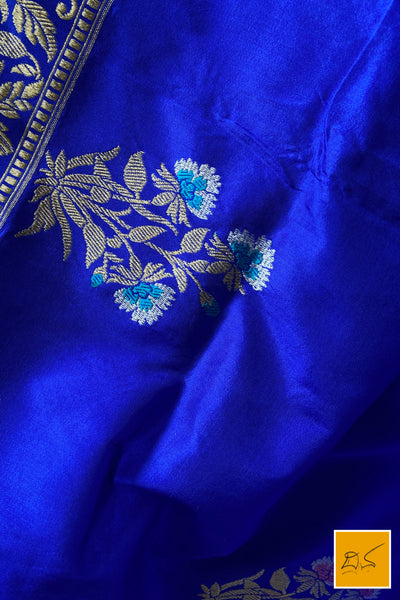 This is a gorgeous a Blue banarasi katan silk handwoven dupatta with kadhwa meenakari buttas. New trend of Silk Dupatta designs, Silk Dupatta for artists, art lovers, architects, dupatta lovers, Dupatta connoisseurs, musicians, dancers, doctors, Silk dupatta, indian dupatta images, latest dupattas with price, only dupatta images, new Silk dupatta design.
