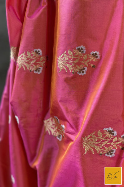 This is a gorgeous a pink banarasi katan silk handwoven dupatta with kadhwa meenakari buttas. New trend of Silk Dupatta designs, Silk Dupatta for artists, art lovers, architects, dupatta lovers, Dupatta connoisseurs, musicians, dancers, doctors, Silk dupatta, indian dupatta images, latest dupattas with price, only dupatta images, new Silk dupatta design.