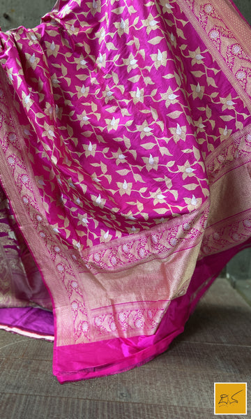 This is a gorgeous a pink banarasi katan silk handwoven dupatta with kadhwa meenakari buttas. New trend of Silk Dupatta designs, Silk Dupatta for artists, art lovers, architects, dupatta lovers, Dupatta connoisseurs, musicians, dancers, doctors, Silk dupatta, indian dupatta images, latest dupattas with price, only dupatta images, new Silk dupatta design.
