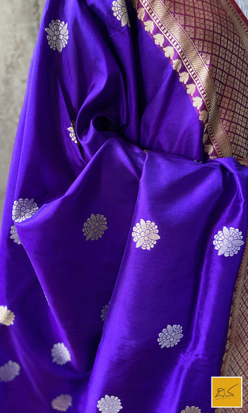 This is a gorgeous a dark Lavender banarasi katan silk handwoven dupatta with sona rupa kadhwa buttas. New trend of Silk Dupatta designs, Silk Dupatta for artists, art lovers, architects, dupatta lovers, Dupatta connoisseurs, musicians, dancers, doctors, Silk dupatta, indian dupatta images, latest dupattas with price, only dupatta images, new Silk dupatta design.