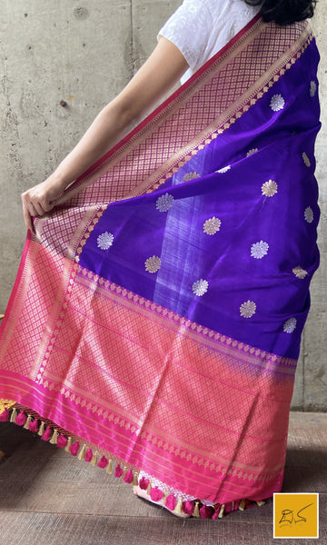 This is a gorgeous a dark Lavender banarasi katan silk handwoven dupatta with sona rupa kadhwa buttas. New trend of Silk Dupatta designs, Silk Dupatta for artists, art lovers, architects, dupatta lovers, Dupatta connoisseurs, musicians, dancers, doctors, Silk dupatta, indian dupatta images, latest dupattas with price, only dupatta images, new Silk dupatta design.
