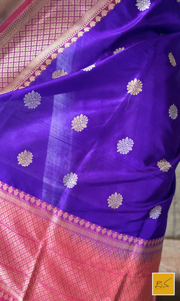 This is a gorgeous a dark Lavender banarasi katan silk handwoven dupatta with sona rupa kadhwa buttas. New trend of Silk Dupatta designs, Silk Dupatta for artists, art lovers, architects, dupatta lovers, Dupatta connoisseurs, musicians, dancers, doctors, Silk dupatta, indian dupatta images, latest dupattas with price, only dupatta images, new Silk dupatta design.