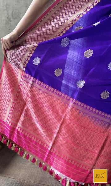 This is a gorgeous a dark Lavender banarasi katan silk handwoven dupatta with sona rupa kadhwa buttas. New trend of Silk Dupatta designs, Silk Dupatta for artists, art lovers, architects, dupatta lovers, Dupatta connoisseurs, musicians, dancers, doctors, Silk dupatta, indian dupatta images, latest dupattas with price, only dupatta images, new Silk dupatta design.