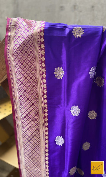 This is a gorgeous a dark Lavender banarasi katan silk handwoven dupatta with sona rupa kadhwa buttas. New trend of Silk Dupatta designs, Silk Dupatta for artists, art lovers, architects, dupatta lovers, Dupatta connoisseurs, musicians, dancers, doctors, Silk dupatta, indian dupatta images, latest dupattas with price, only dupatta images, new Silk dupatta design.