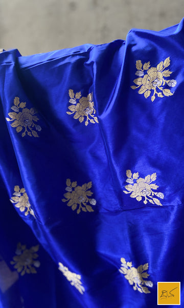 This is a gorgeous blue banarasi katan silk handwoven dupatta with kadhwa meenakari buttas. New trend of Silk Dupatta designs, Silk Dupatta for artists, art lovers, architects, dupatta lovers, Dupatta connoisseurs, musicians, dancers, doctors, Silk dupatta, indian dupatta images, latest dupattas with price, only dupatta images, new Silk dupatta design.