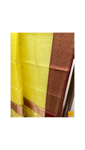 YELLOW chanderi silk handwoven saree for cocktail party, informal , formal, latest design 2020, sarees designs, new trend sarees, indian sarees
