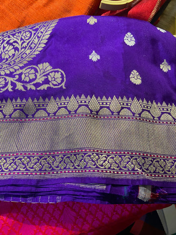 Purple Banarasi Katan Silk Handwoven Sare