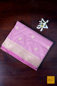 Indu- Pink Banarasi Katan Silk Handwoven Saree