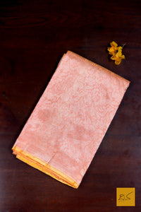 Shrava- Peach Banarasi Tissue Katan Silk Handwoven Saree