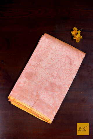 Shrava- Peach Banarasi Tissue Katan Silk Handwoven Saree