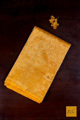 Tvishimathi- Yellow Banarasi Tissue Katan Silk Handwoven Saree