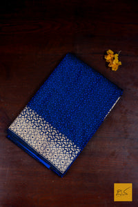 Kanishta- Blue Banarasi Katan Silk Handwoven Saree