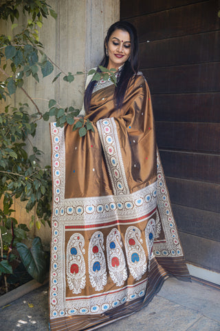Usha Baluchari Silk Handwoven Saree