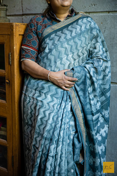Bhasvati Silk Cotton Shibori Handmade Saree