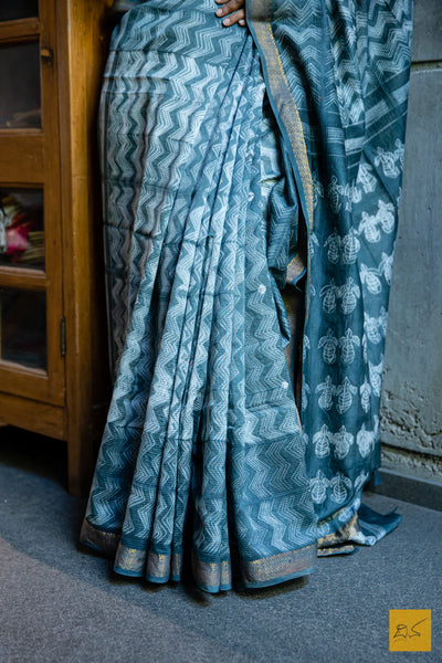 Bhasvati Silk Cotton Shibori Handmade Saree