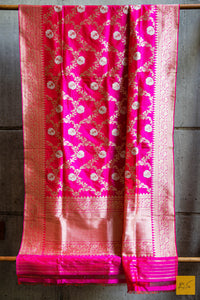 Kriya - Pink Banarasi Katan Silk Handwoven Dupatta