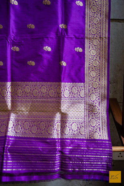 Svadhaa - Purple Banarasi Katan Silk Handwoven Dupatta