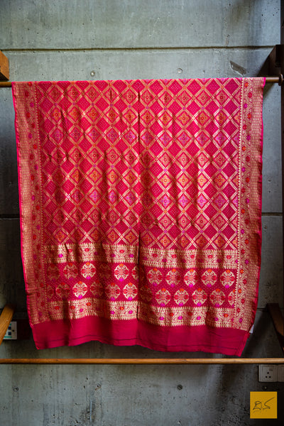 Trivarnaa - Pink Banarasi Georgette Bandhej Dupatta