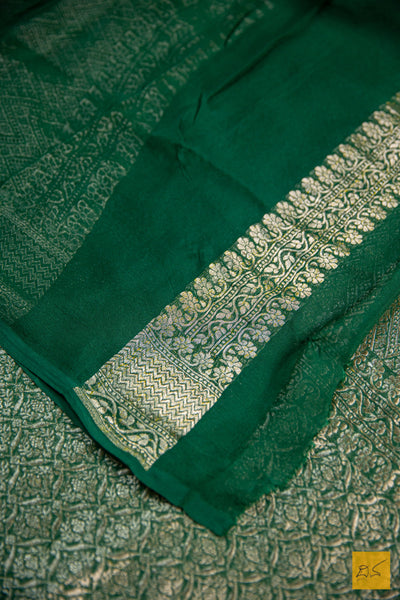 Green Brocade Banarasi Georgette Saree