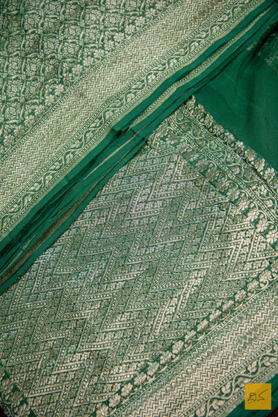 Green Brocade Banarasi Georgette Saree