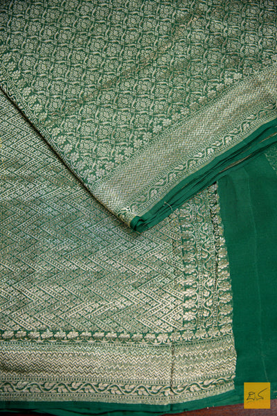 Green Brocade Banarasi Georgette Saree