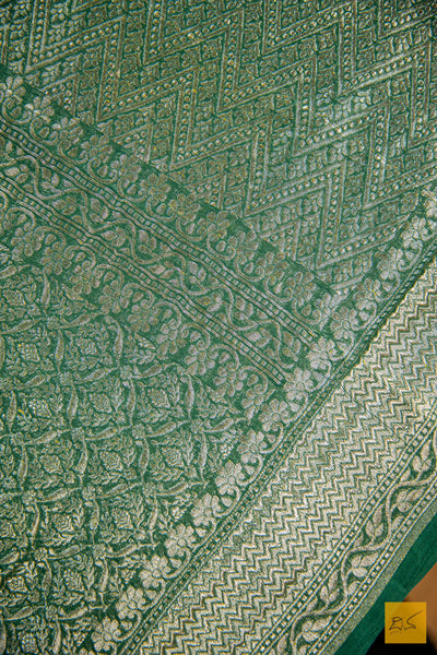 Green Brocade Banarasi Georgette Saree