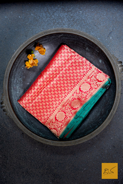 Red Brocade Banarasi Katan Silk Saree