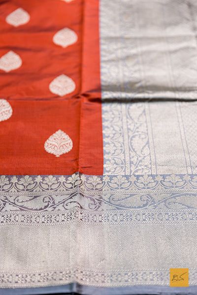 Adishakti- Orange Banarasi Katan Silk Handwoven Saree