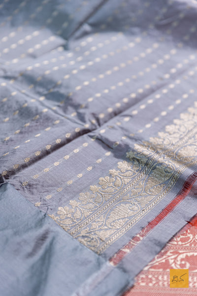 Adishakti- Orange Banarasi Katan Silk Handwoven Saree