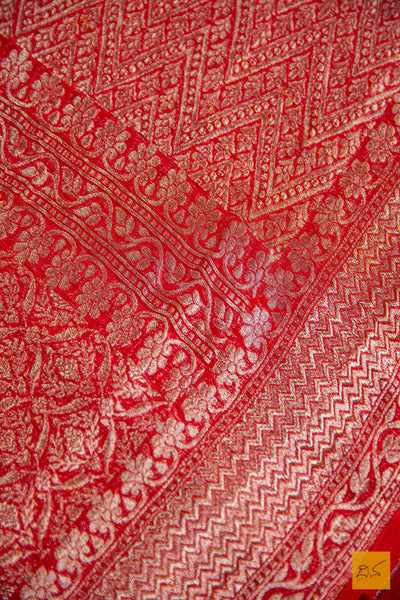 Red Brocade Banarasi Georgette Saree