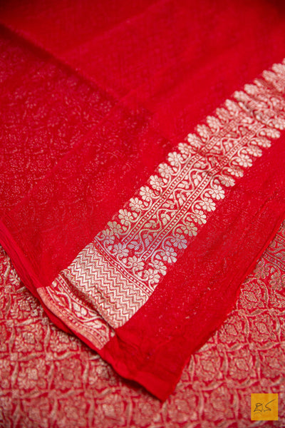 Red Brocade Banarasi Georgette Saree