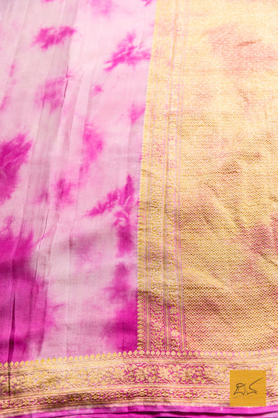 Saveri- Pink-Off white Banarasi Georgette Handwoven Saree