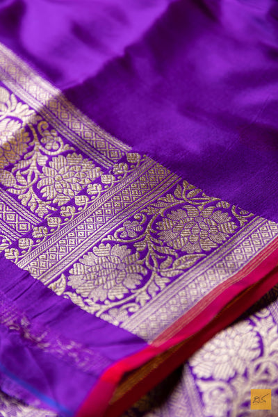 Devi- Purple Banarasi Katan Silk Brocade Saree