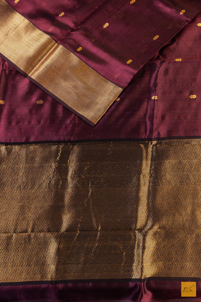 Brown Chanderi Pure Silk Handwoven Saree