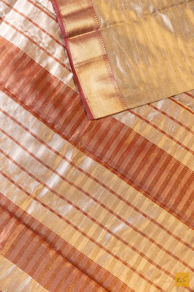 Chandrika-  Off White Maheshwari Pure Silk Handwoven Saree