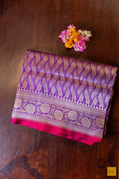 Devi- Purple Banarasi Katan Silk Brocade Saree