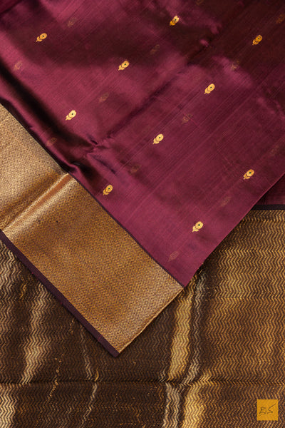 Brown Chanderi Pure Silk Handwoven Saree
