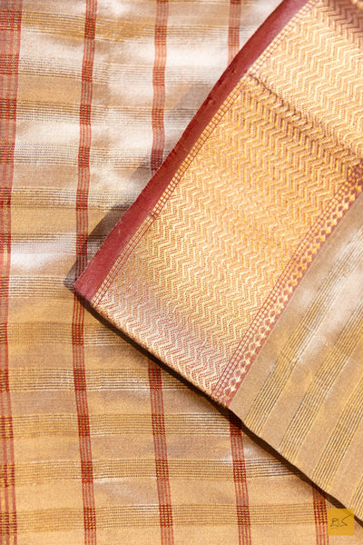 Chandrika-  Off White Maheshwari Pure Silk Handwoven Saree