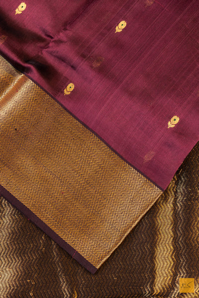 Brown Chanderi Pure Silk Handwoven Saree