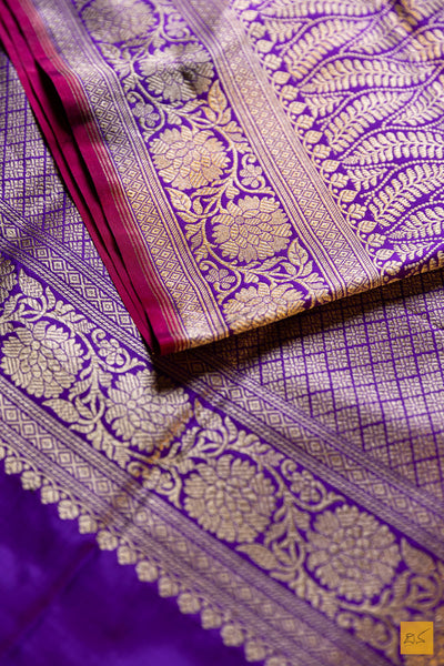 Devi- Purple Banarasi Katan Silk Brocade Saree