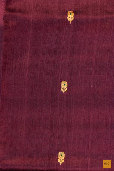 Brown Chanderi Pure Silk Handwoven Saree