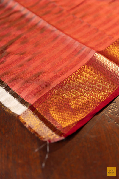 Chandrika-  Off White Maheshwari Pure Silk Handwoven Saree