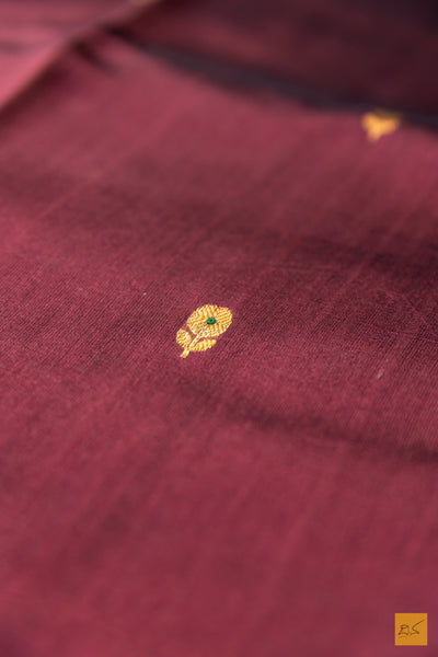 Brown Chanderi Pure Silk Handwoven Saree